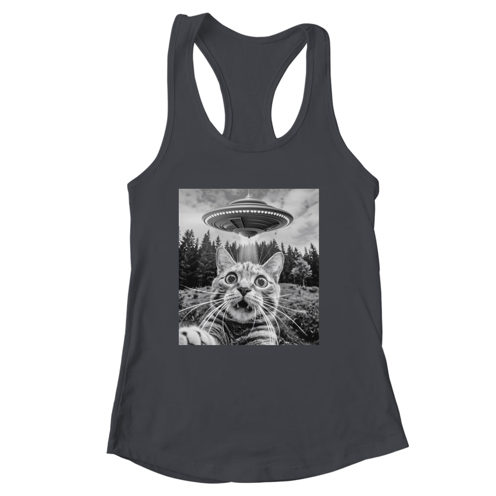 Cat Selfie With Alien UFO Funny Cat For Men Women Kids Shirt & Tank Top | siriusteestore