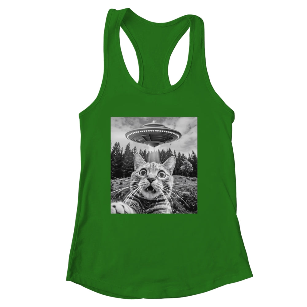 Cat Selfie With Alien UFO Funny Cat For Men Women Kids Shirt & Tank Top | siriusteestore