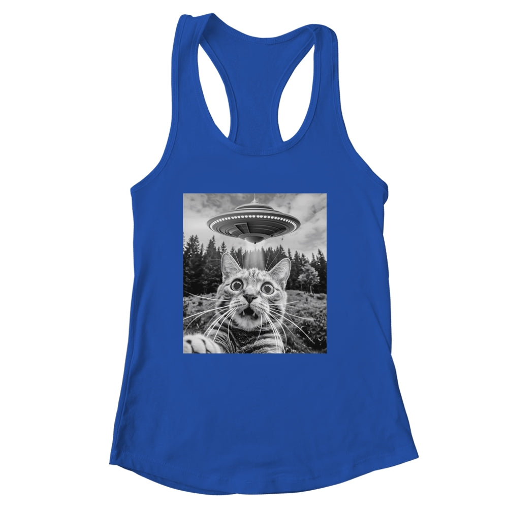 Cat Selfie With Alien UFO Funny Cat For Men Women Kids Shirt & Tank Top | siriusteestore