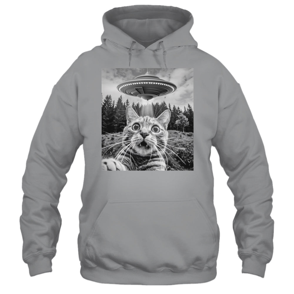 Cat Selfie With Alien UFO Funny Cat For Men Women Kids Shirt & Tank Top | siriusteestore