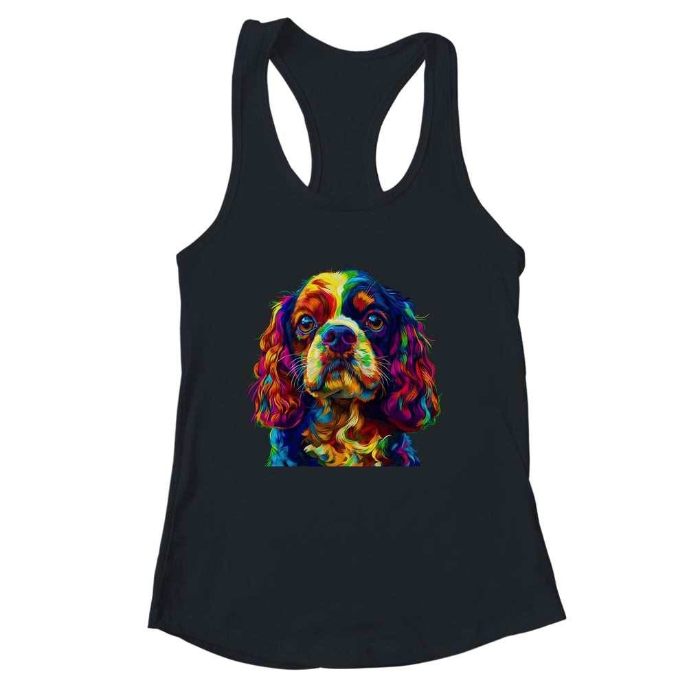 Cavalier King Charles Spaniel Dog Colorful Face Dog Lover Men Women Shirt & Tank Top | siriusteestore