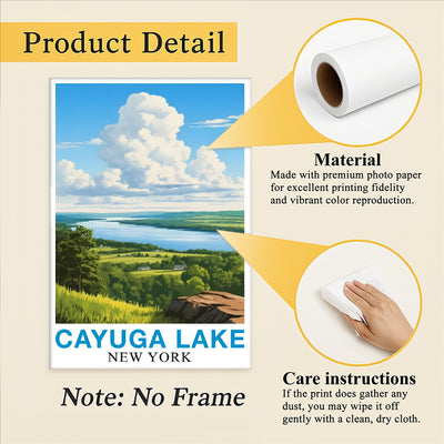Cayuga Lake Landscape Poster Beauty Of New York's Countryside Nature Lovers Souvenir Perfect Wall Art Painting Picture For Home Decor Living Room Office Decor Unframed | siriusteestore
