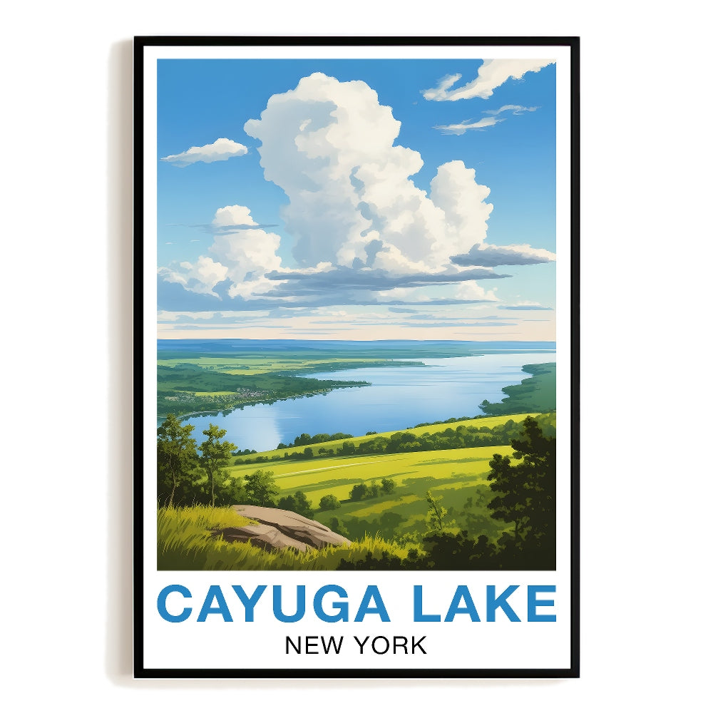 Cayuga Lake New York Travel Poster Vintage Scenic Ideal Souvenir Wall Art Landscape Print Painting Picture For Home Living Room Office Bedroom Decor Unframed | siriusteestore