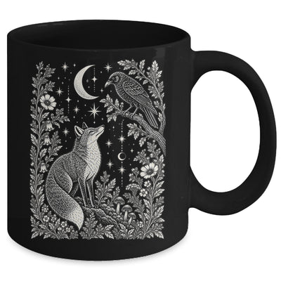 Celestial Floral Fox Crow Moon Astrology Wildlife Nature Mug | siriusteestore