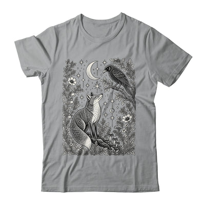 Celestial Floral Fox Crow Moon Astrology Wildlife Nature Shirt & Tank Top | siriusteestore