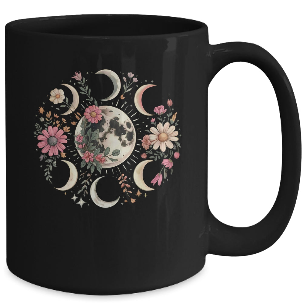 Celestial Moon Phase Boho Wildflowers Zodiac Witchcore Mug | siriusteestore