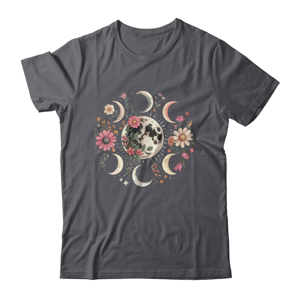Celestial Moon Phase Boho Wildflowers Zodiac Witchcore Shirt & Tank Top | siriusteestore