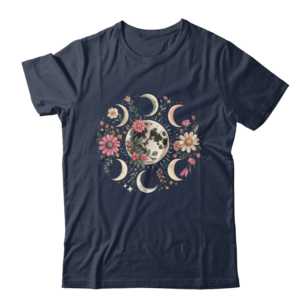 Celestial Moon Phase Boho Wildflowers Zodiac Witchcore Shirt & Tank Top | siriusteestore