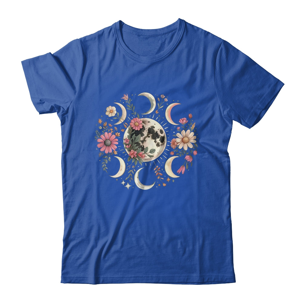 Celestial Moon Phase Boho Wildflowers Zodiac Witchcore Shirt & Tank Top | siriusteestore