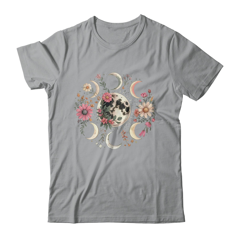 Celestial Moon Phase Boho Wildflowers Zodiac Witchcore Shirt & Tank Top | siriusteestore