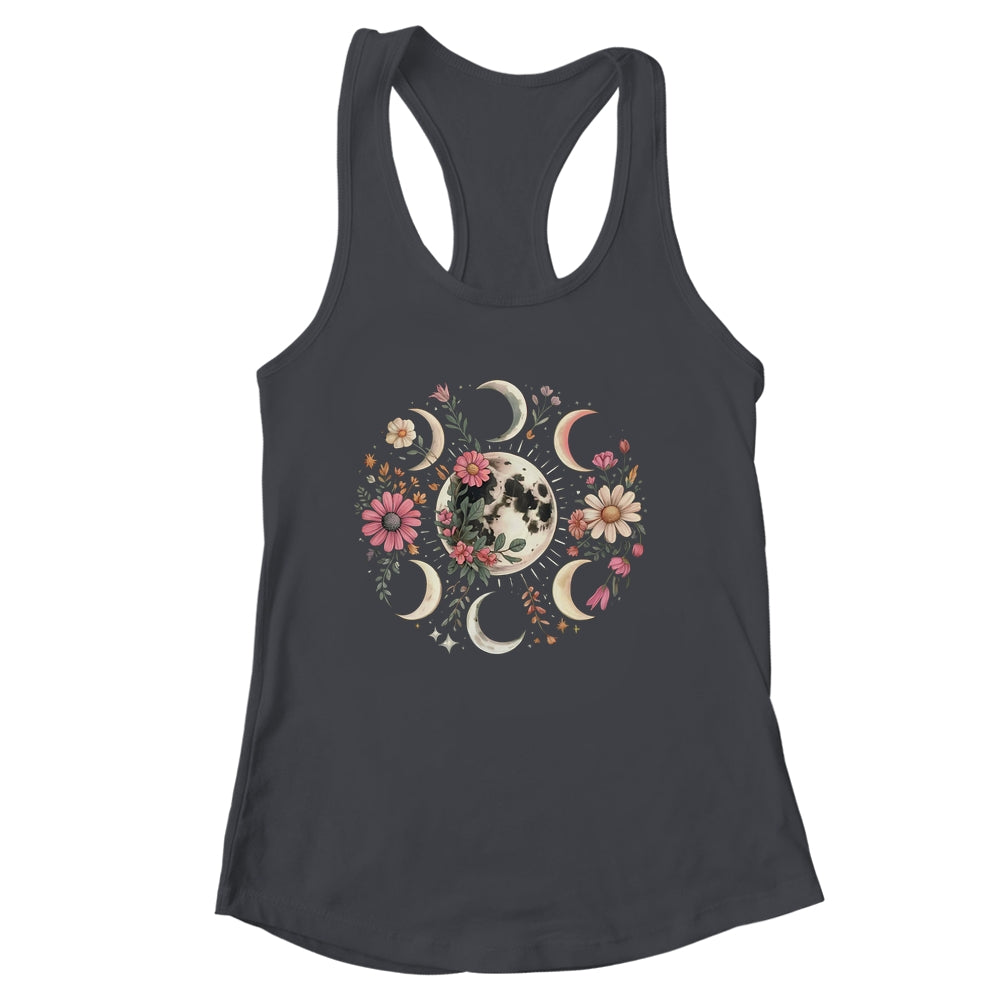 Celestial Moon Phase Boho Wildflowers Zodiac Witchcore Shirt & Tank Top | siriusteestore