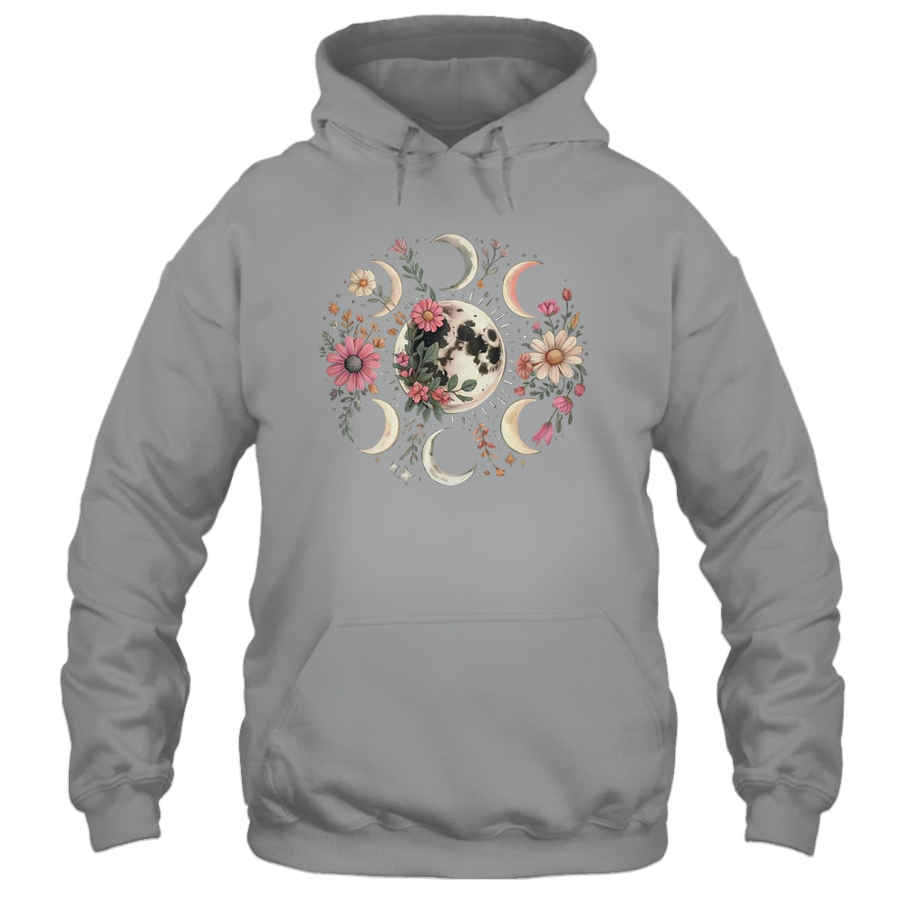 Celestial Moon Phase Boho Wildflowers Zodiac Witchcore Shirt & Tank Top | siriusteestore