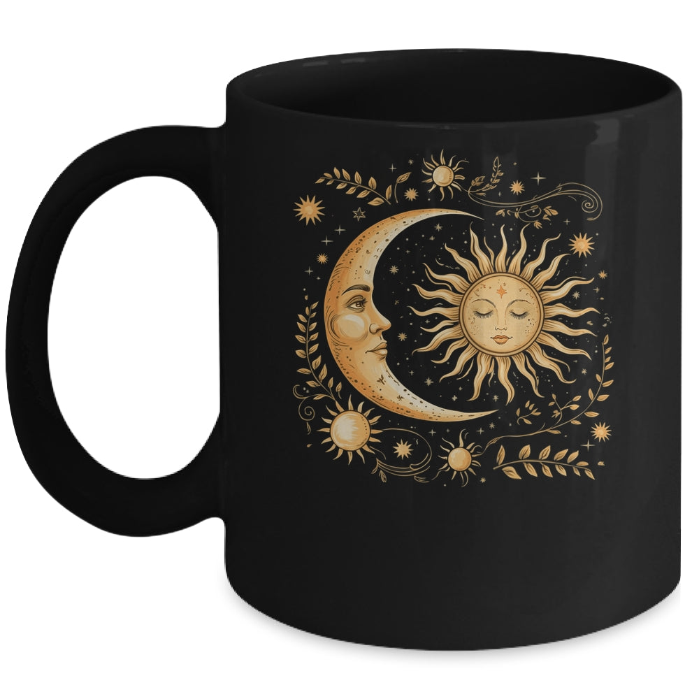 Celestial Sun Moon Flower Astrology Moon Phases Mystical Mug | siriusteestore