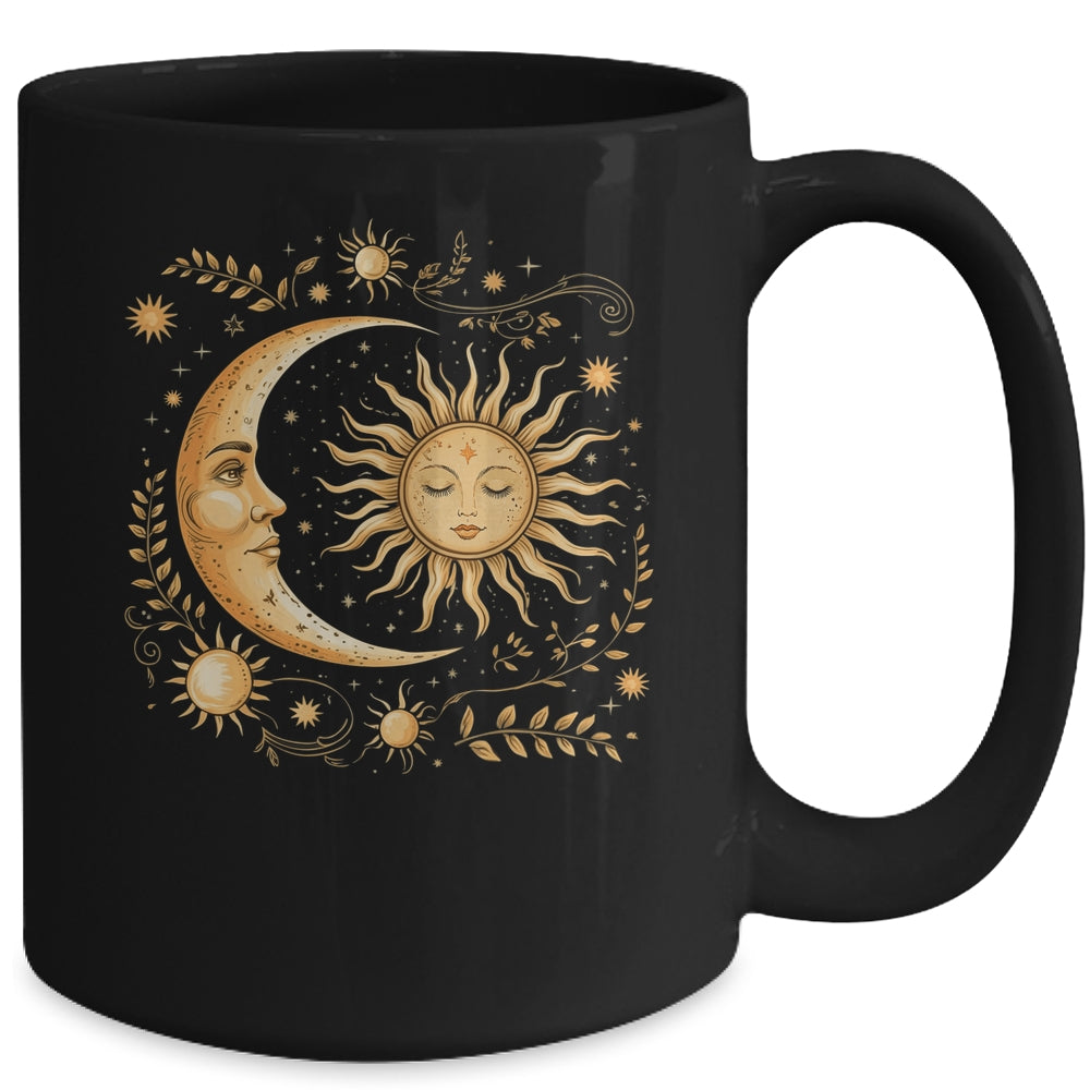 Celestial Sun Moon Flower Astrology Moon Phases Mystical Mug | siriusteestore
