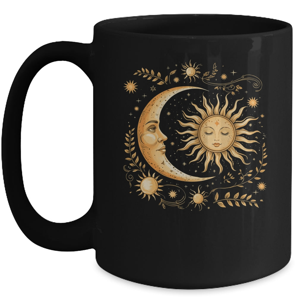 Celestial Sun Moon Flower Astrology Moon Phases Mystical Mug | siriusteestore