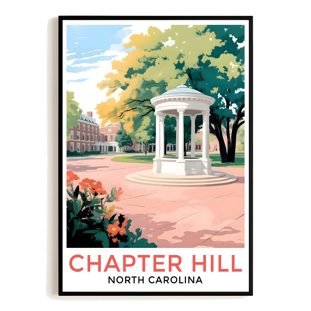 Chapel Hill Travel Print Poster North Carolina Dorm Student Souvenir Wall Art Landscape Picture Suitable For Home Room Living Room Office Bedroom Decor Unframed | siriusteestore
