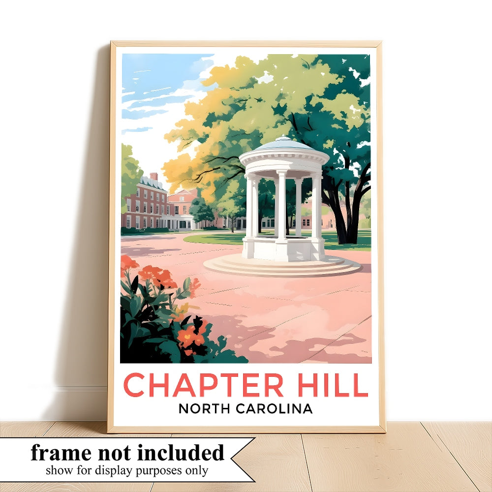 Chapel Hill Travel Print Poster North Carolina Dorm Student Souvenir Wall Art Landscape Picture Suitable For Home Room Living Room Office Bedroom Decor Unframed | siriusteestore
