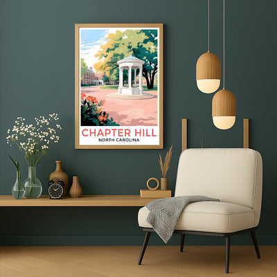 Chapel Hill Travel Print Poster North Carolina Dorm Student Souvenir Wall Art Landscape Picture Suitable For Home Room Living Room Office Bedroom Decor Unframed | siriusteestore