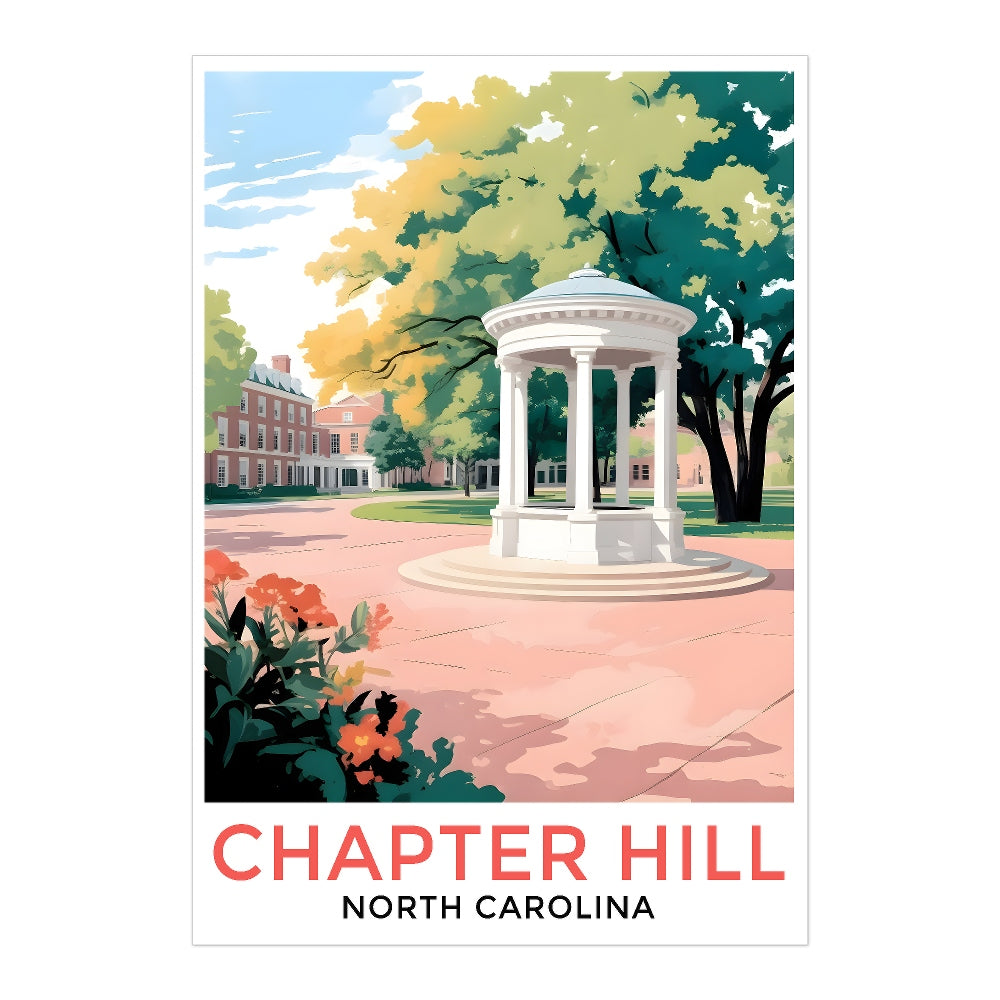 Chapel Hill Travel Print Poster North Carolina Dorm Student Souvenir Wall Art Landscape Picture Suitable For Home Room Living Room Office Bedroom Decor Unframed | siriusteestore