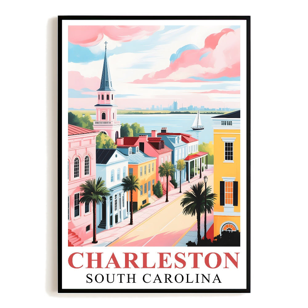Charleston Travel Print Poster City South Carolina Southern Souvenir Wall Art Landscape Picture Suitable For Home Room Living Room Bedroom Aesthetic Decor Unframed | siriusteestore