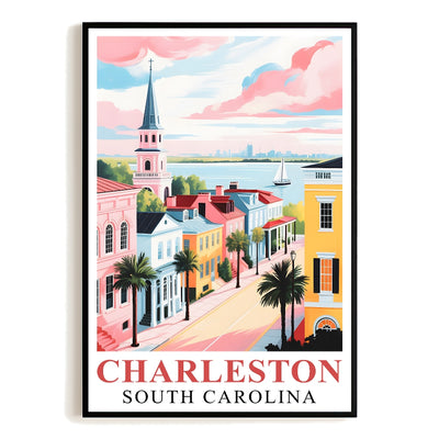 Charleston Travel Print Poster City South Carolina Southern Souvenir Wall Art Landscape Picture Suitable For Home Room Living Room Bedroom Aesthetic Decor Unframed | siriusteestore