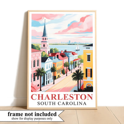 Charleston Travel Print Poster City South Carolina Southern Souvenir Wall Art Landscape Picture Suitable For Home Room Living Room Bedroom Aesthetic Decor Unframed | siriusteestore