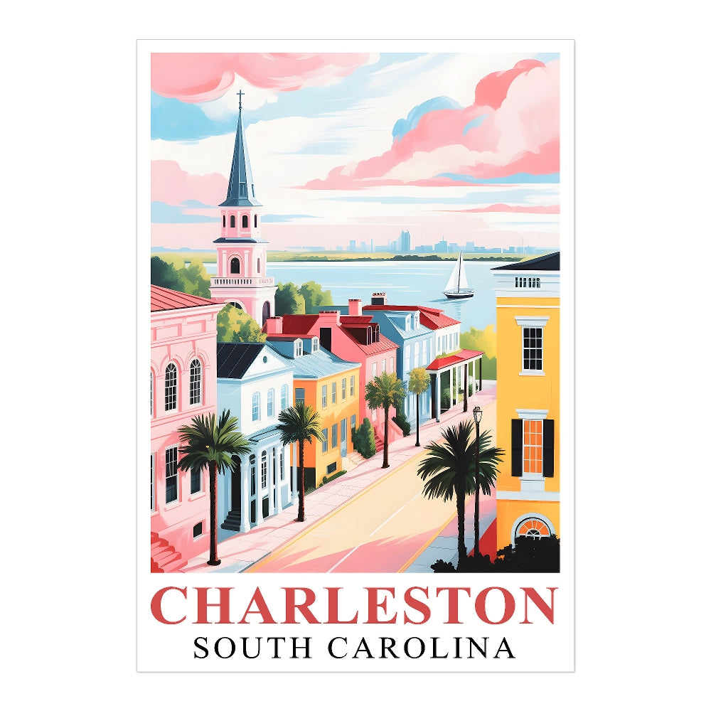 Charleston Travel Print Poster City South Carolina Southern Souvenir Wall Art Landscape Picture Suitable For Home Room Living Room Bedroom Aesthetic Decor Unframed | siriusteestore