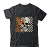 Checkered Boho Floral Skull Halloween Women Spooky Season Shirt & Hoodie | siriusteestore