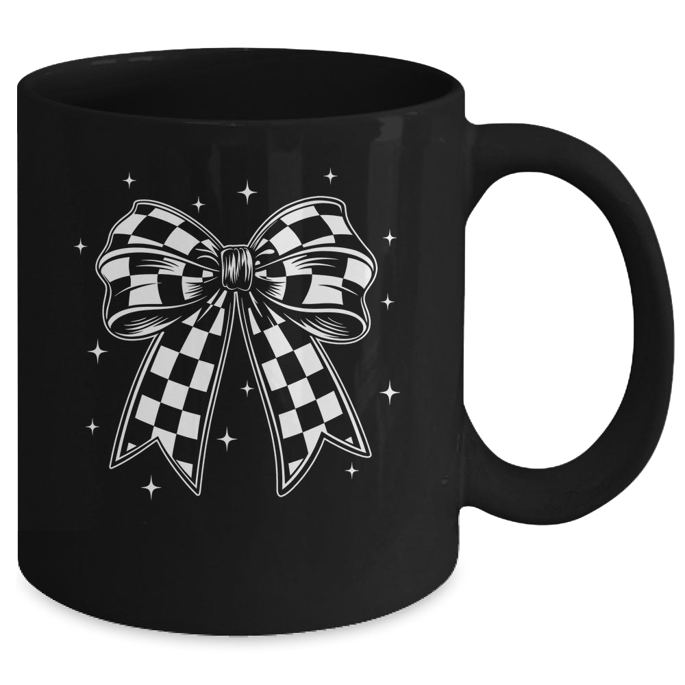 Checkered Bow Tie Flag Automobile Motor Race Car Racing Team Mug | siriusteestore