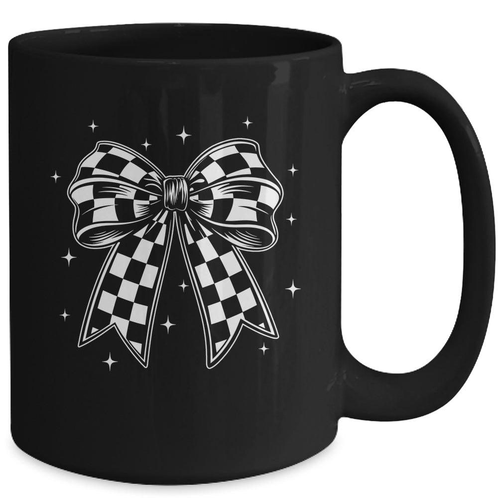 Checkered Bow Tie Flag Automobile Motor Race Car Racing Team Mug | siriusteestore