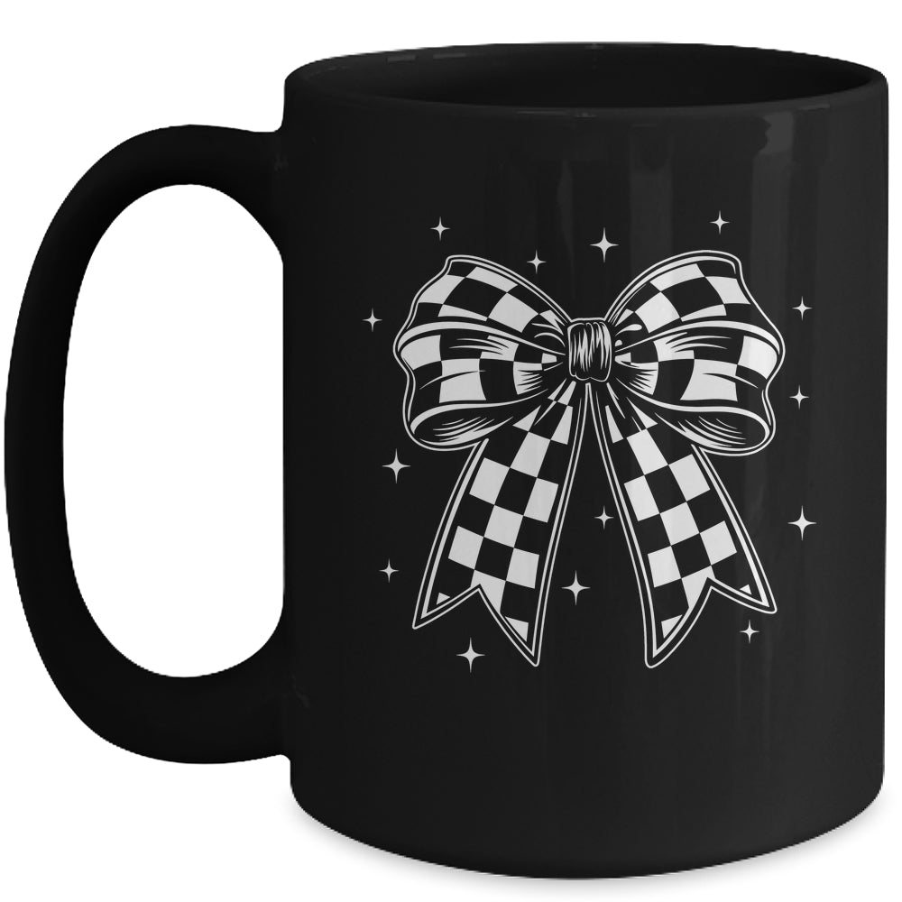 Checkered Bow Tie Flag Automobile Motor Race Car Racing Team Mug | siriusteestore