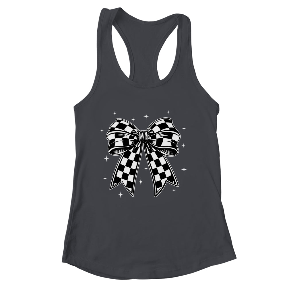 Checkered Bow Tie Flag Automobile Motor Race Car Racing Team Shirt & Tank Top | siriusteestore