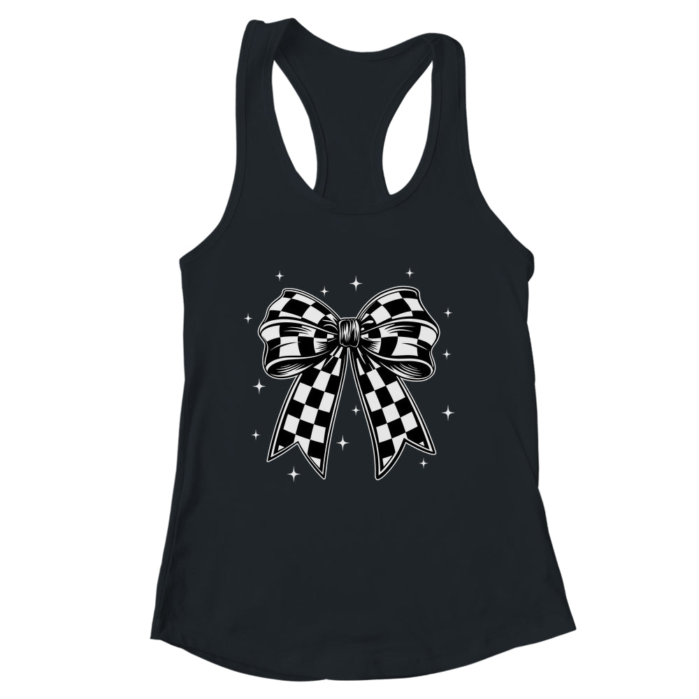 Checkered Bow Tie Flag Automobile Motor Race Car Racing Team Shirt & Tank Top | siriusteestore