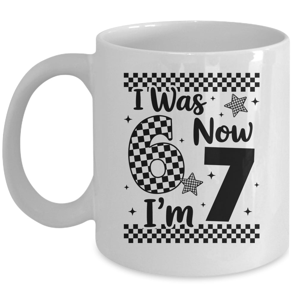 Checkered I Was 6 Now I'm 7 Birthday Seven Years Old Bday Mug | siriusteestore