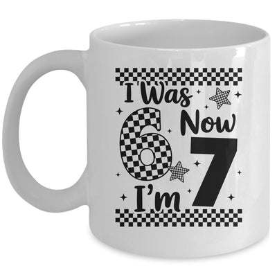 Checkered I Was 6 Now I'm 7 Birthday Seven Years Old Bday Mug | siriusteestore