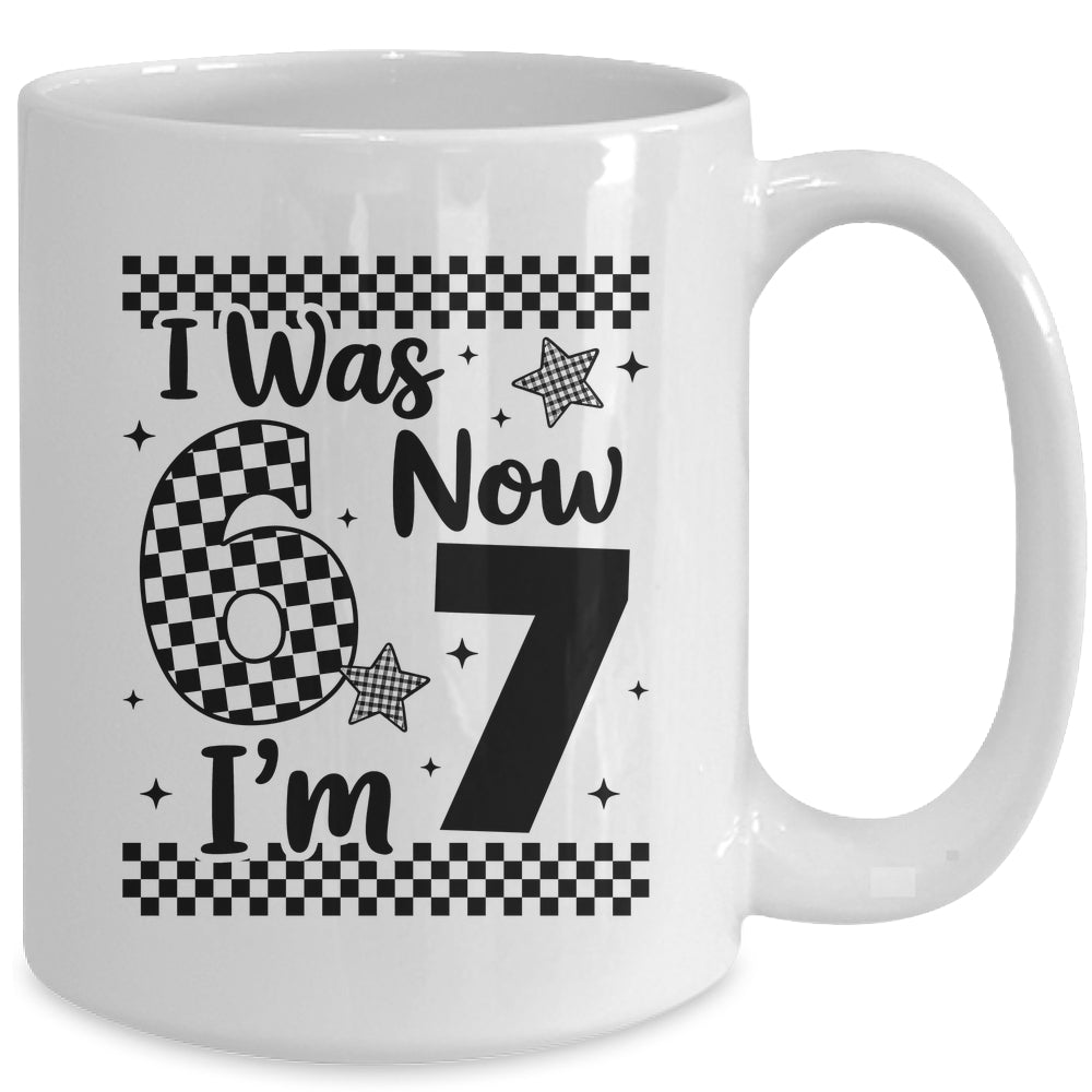 Checkered I Was 6 Now I'm 7 Birthday Seven Years Old Bday Mug | siriusteestore