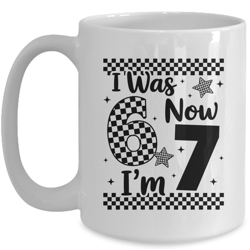 Checkered I Was 6 Now I'm 7 Birthday Seven Years Old Bday Mug | siriusteestore