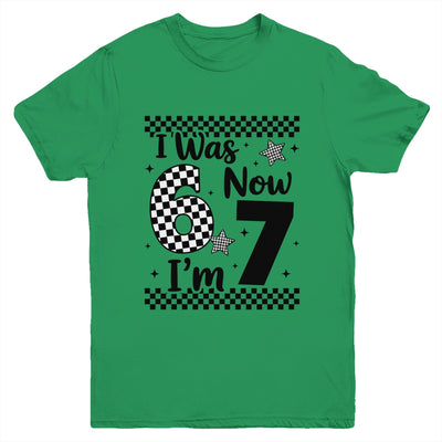 Checkered I Was 6 Now I'm 7 Birthday Seven Years Old Bday Youth Shirt | siriusteestore
