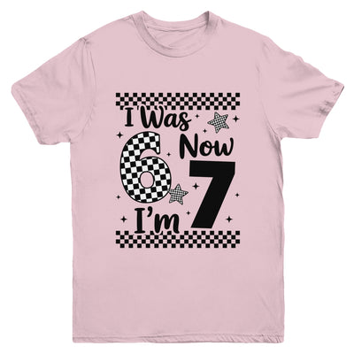 Checkered I Was 6 Now I'm 7 Birthday Seven Years Old Bday Youth Shirt | siriusteestore