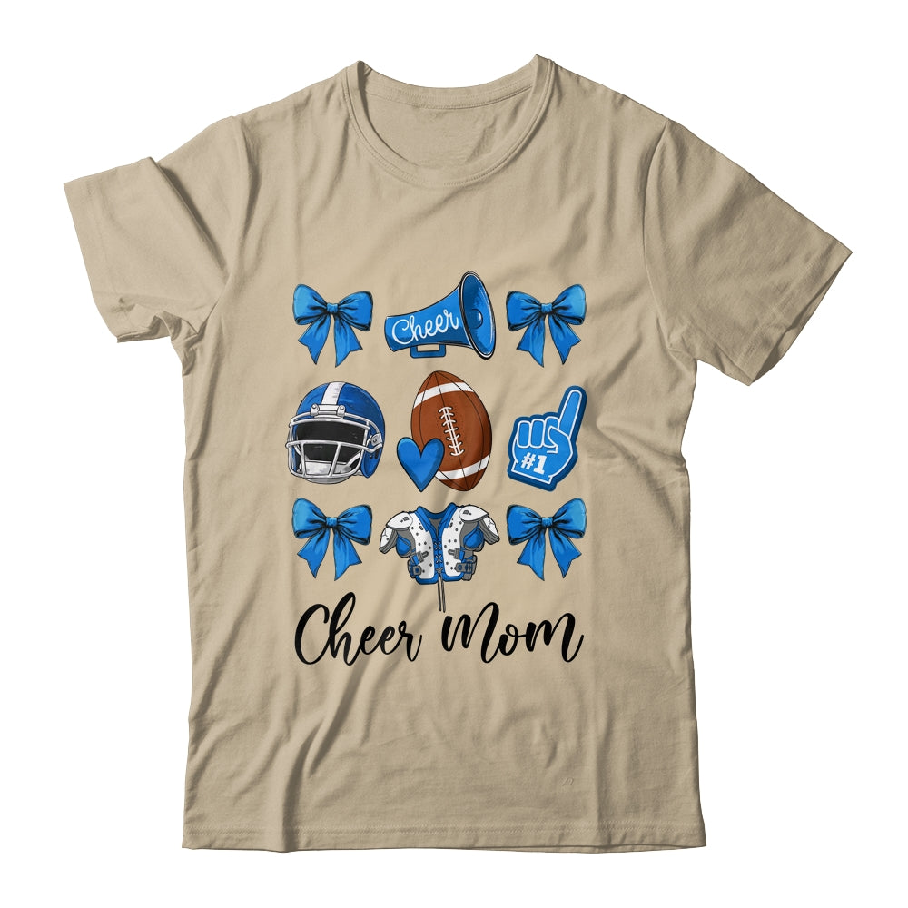 Cheer Mom Blue Women Cheerleading Football Coquette Bow Shirt & Sweatshirt | siriusteestore