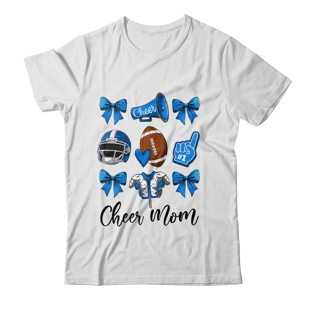 Cheer Mom Blue Women Cheerleading Football Coquette Bow Shirt & Sweatshirt | siriusteestore