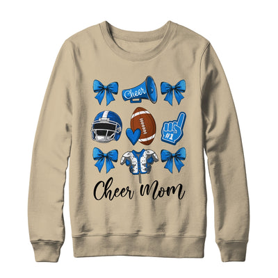 Cheer Mom Blue Women Cheerleading Football Coquette Bow Shirt & Sweatshirt | siriusteestore