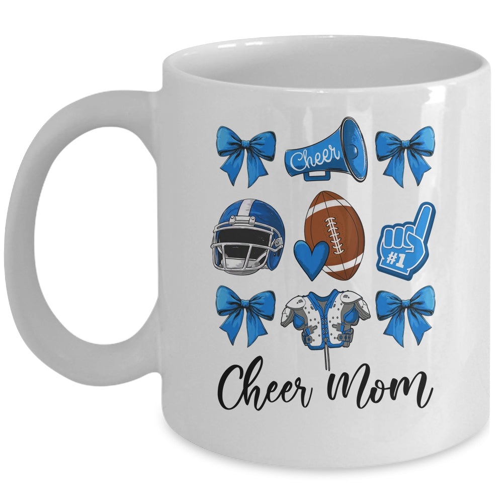 Cheer Mom Blue Women Cheerleading Football Coquette Bow Mug | siriusteestore