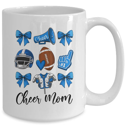 Cheer Mom Blue Women Cheerleading Football Coquette Bow Mug | siriusteestore