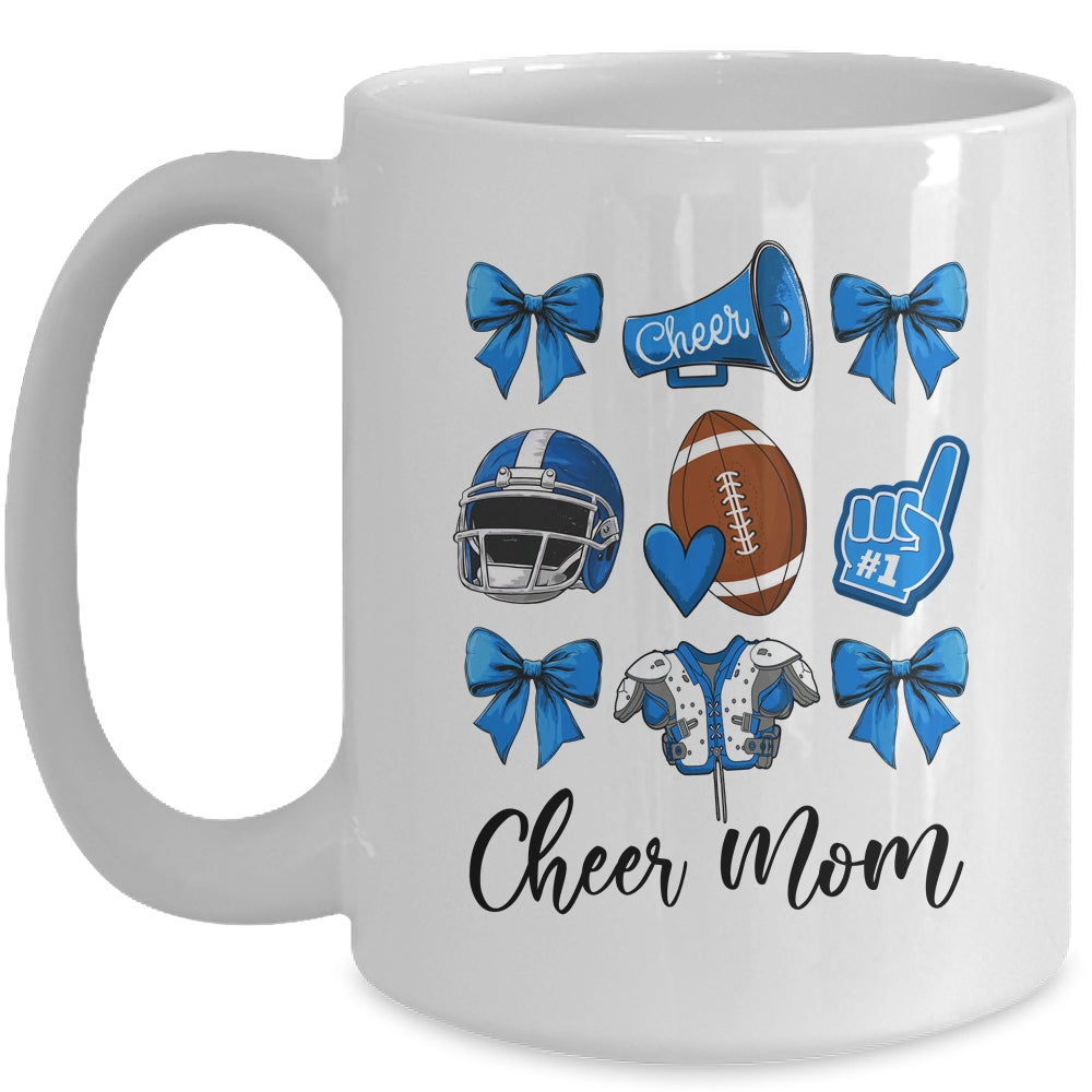 Cheer Mom Blue Women Cheerleading Football Coquette Bow Mug | siriusteestore