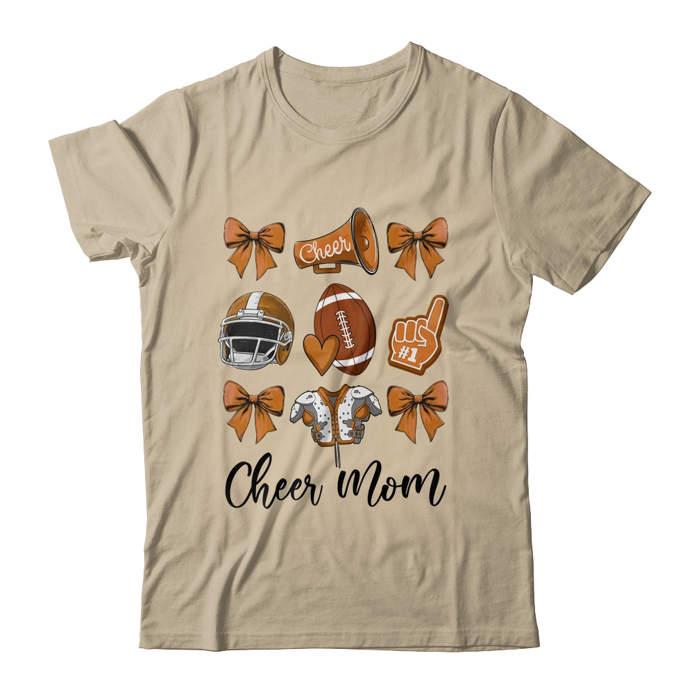 Cheer Mom Brown Women Cheerleading Football Coquette Bow Shirt & Sweatshirt | siriusteestore