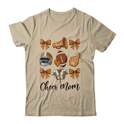 Cheer Mom Brown Women Cheerleading Football Coquette Bow Shirt & Sweatshirt | siriusteestore