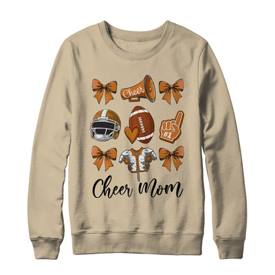 Cheer Mom Brown Women Cheerleading Football Coquette Bow Shirt & Sweatshirt | siriusteestore