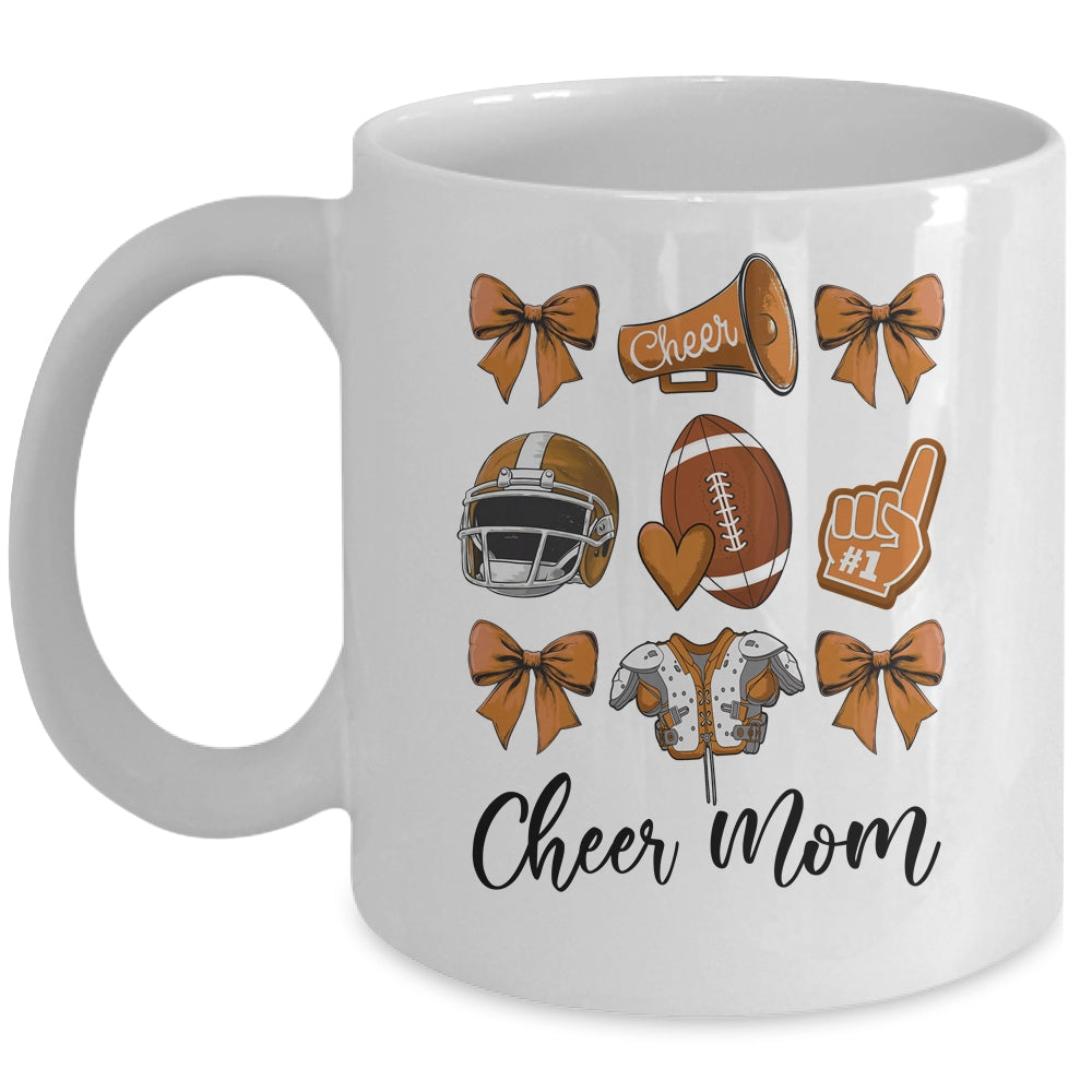 Cheer Mom Brown Women Cheerleading Football Coquette Bow Mug | siriusteestore