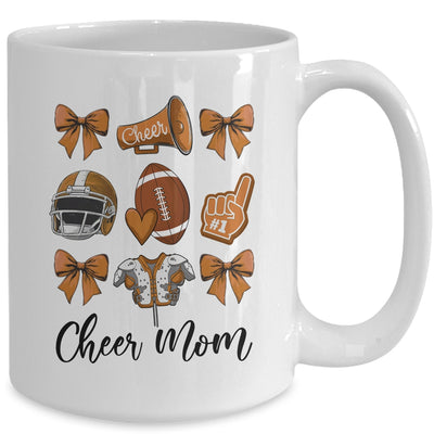 Cheer Mom Brown Women Cheerleading Football Coquette Bow Mug | siriusteestore